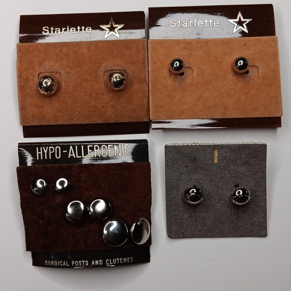 Vintage stud earrings bundle (6 pairs) gold and silver button and ball studs - Picture 1 of 1